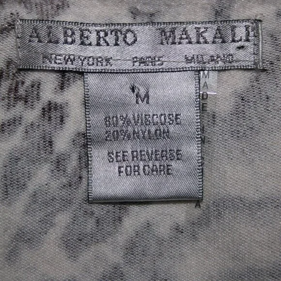 Alberto Makali Sz M Brown White Beaded V Neck Animal Print Viscose Spandex Top - Picture 7 of 16